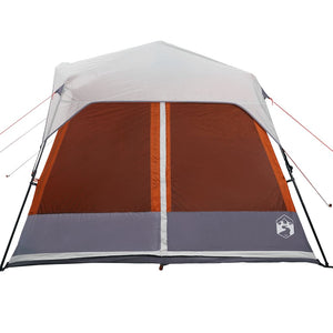 Family Tent with LED 9-Person Light Grey and Orange Quick Release