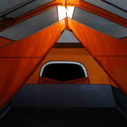 Family Tent with LED 9-Person Light Grey and Orange Quick Release
