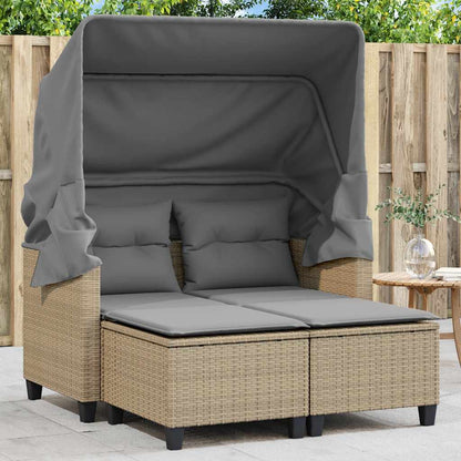 Garden Sofa | Beige | PE Rattan | 2-seater | Removable Covers
