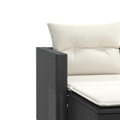 Patio Sofa 2-Seater with Stools Black Poly Rattan