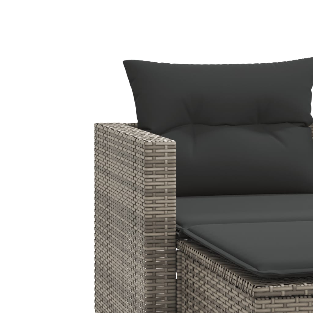 Patio Sofa 2-Seater with Stools Gray Poly Rattan