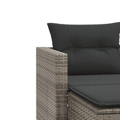 Patio Sofa 2-Seater with Stools Gray Poly Rattan