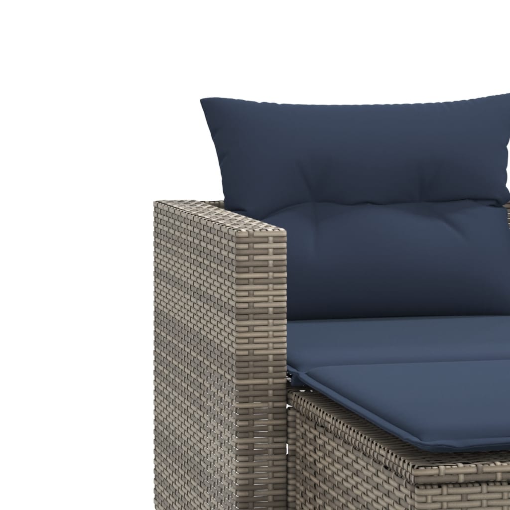 Patio Sofa 2-Seater with Stools Gray Poly Rattan