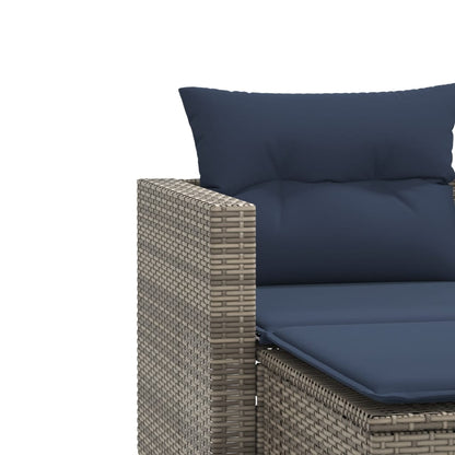 Patio Sofa 2-Seater with Stools Gray Poly Rattan