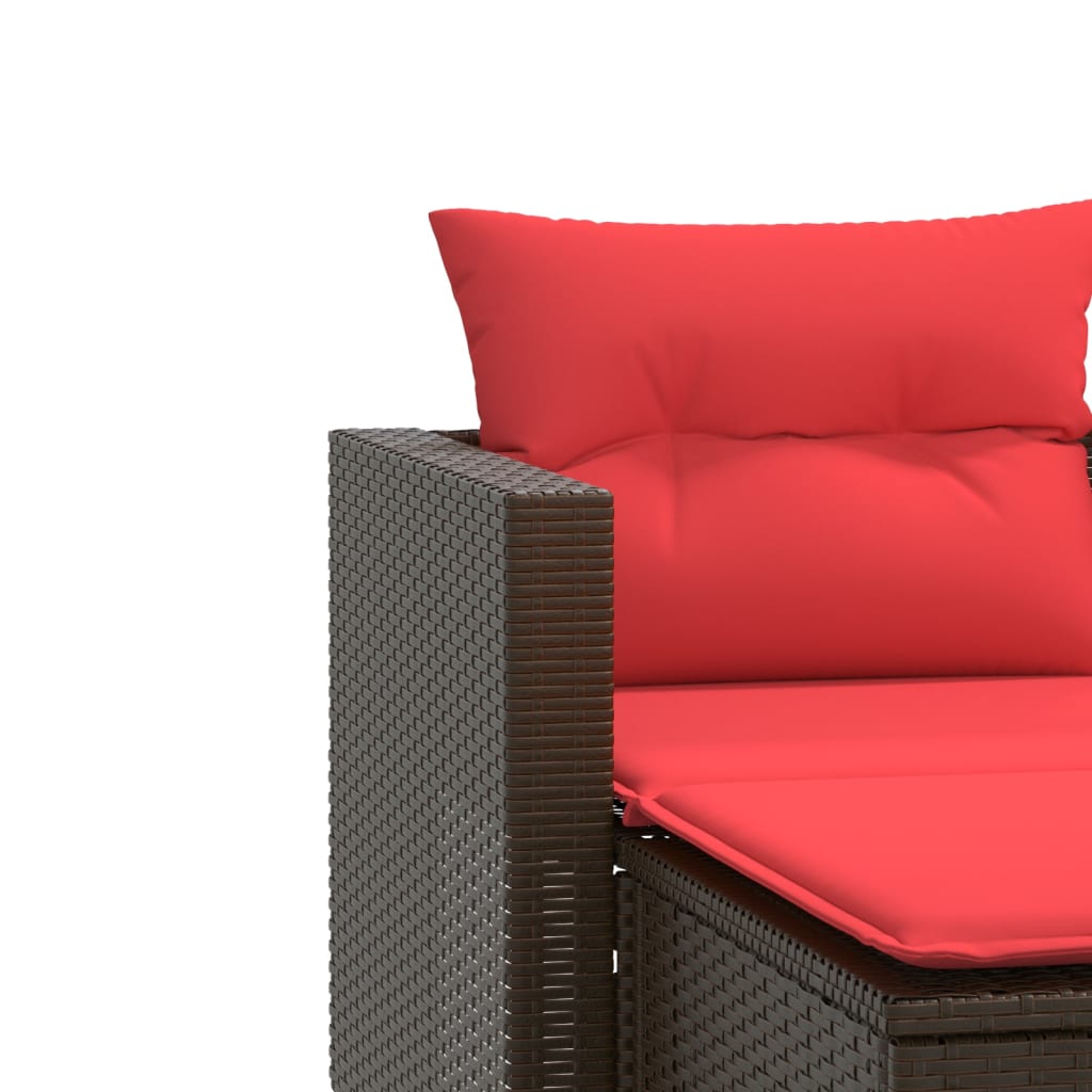 Patio Sofa 2-Seater with Stools Brown Poly Rattan