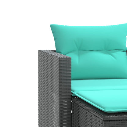 Patio Sofa 2-Seater with Stools Black Poly Rattan