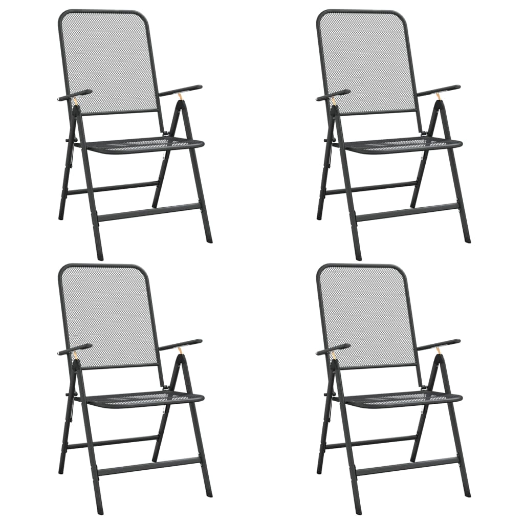 Garden Dining Set | Anthracite | Metal Mesh | 5 Piece Set | Foldable