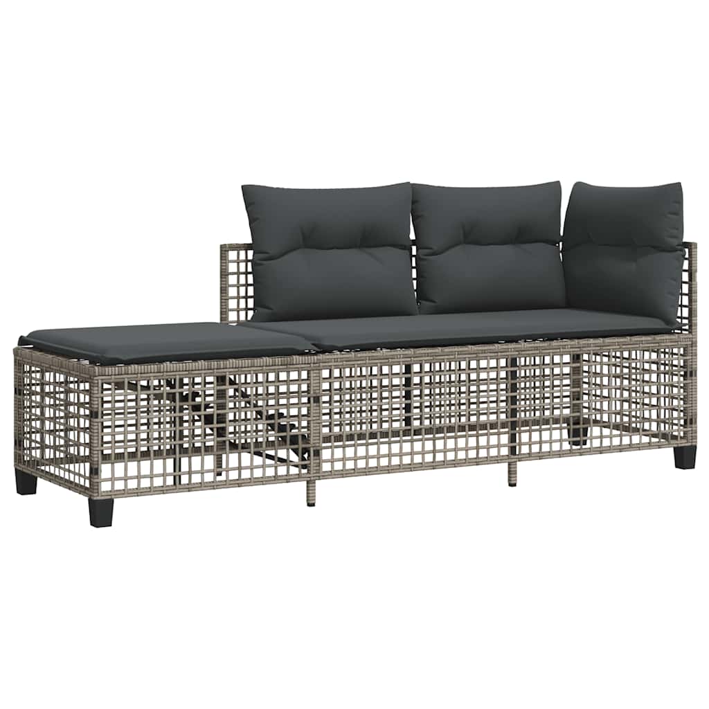 3 Piece Corner Patio Sofa Set with Cushions Gray Poly Rattan
