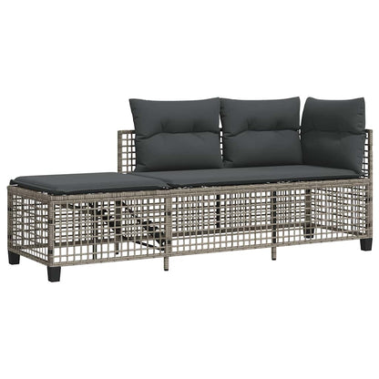 3 Piece Corner Patio Sofa Set with Cushions Gray Poly Rattan