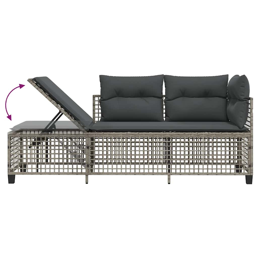 3 Piece Corner Patio Sofa Set with Cushions Gray Poly Rattan