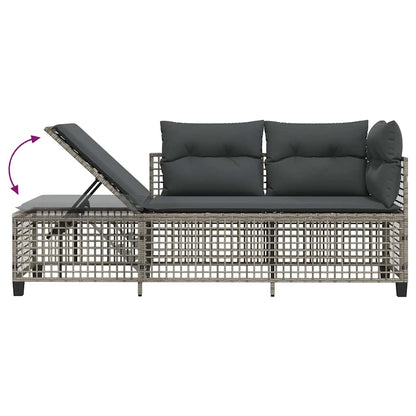 3 Piece Corner Patio Sofa Set with Cushions Gray Poly Rattan