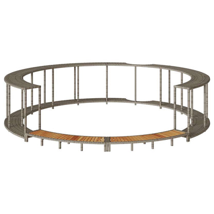 Hot Tub Surround with Storage and Wooden Step Grey Poly Rattan