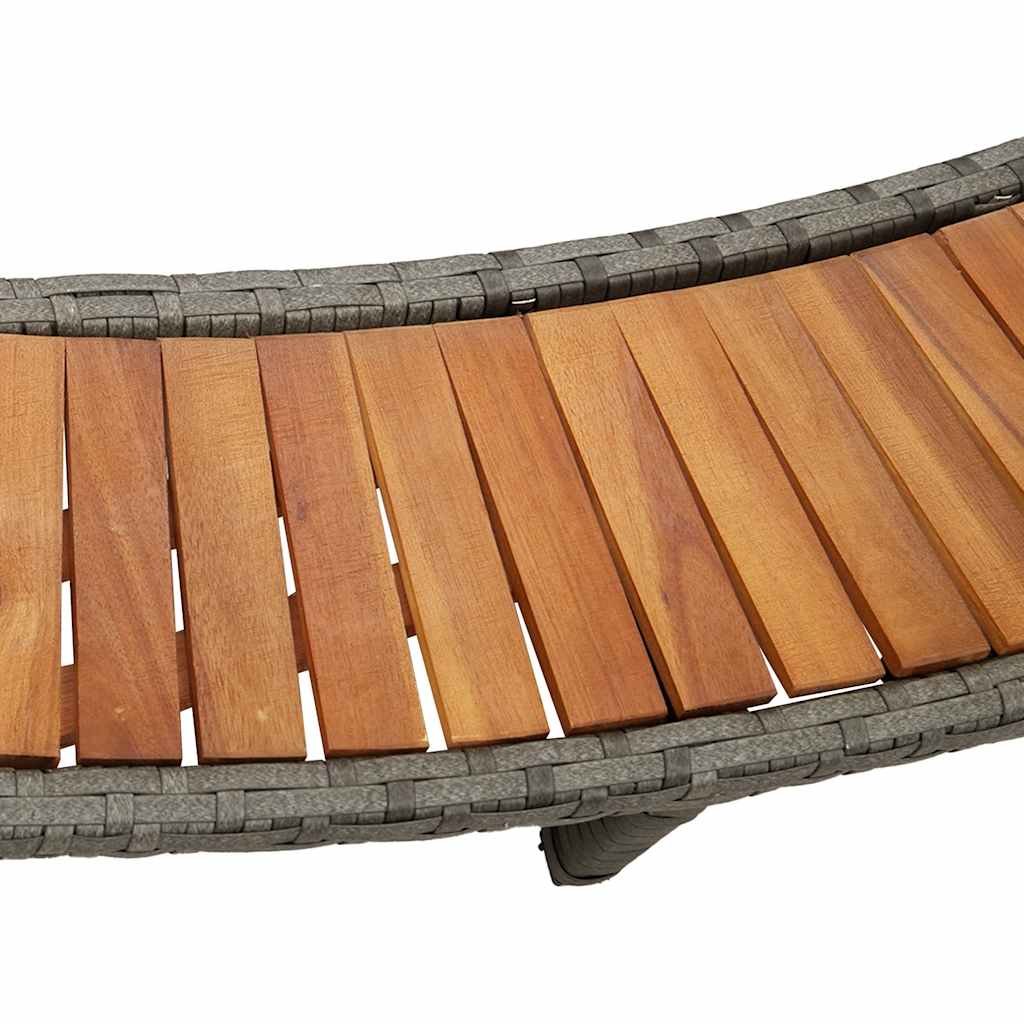 Hot Tub Surround with Storage and Wooden Step Grey Poly Rattan