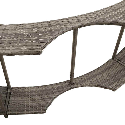 Hot Tub Surround with Storage and Wooden Step Grey Poly Rattan