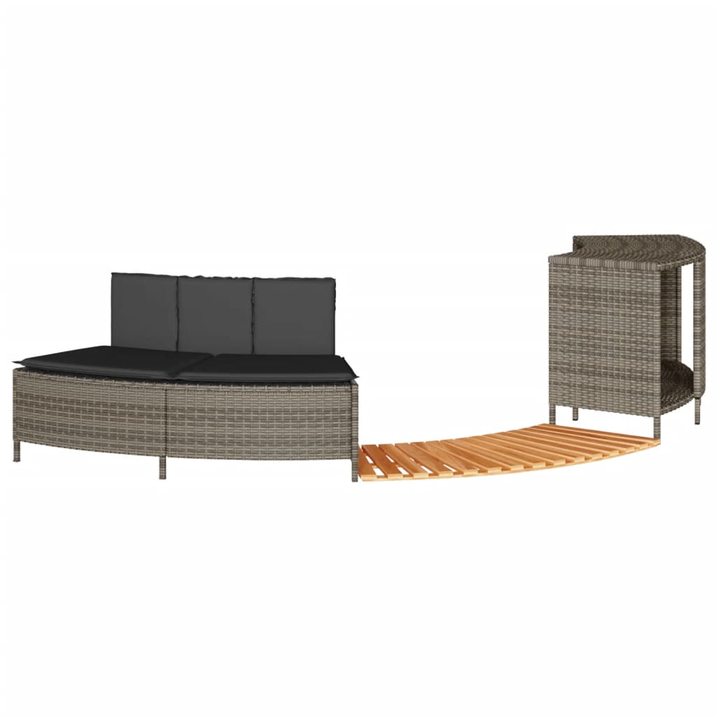 Hot Tub Surround Gray Poly Rattan and Solid Wood Acacia