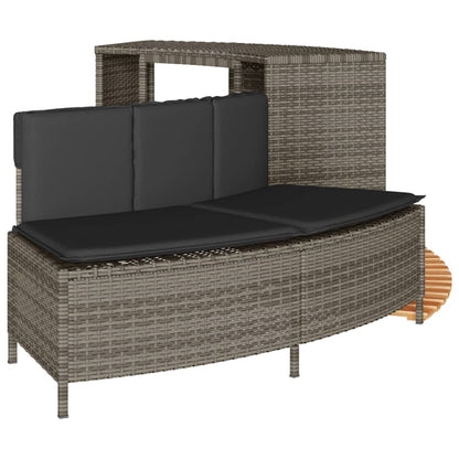Hot Tub Surround Gray Poly Rattan and Solid Wood Acacia