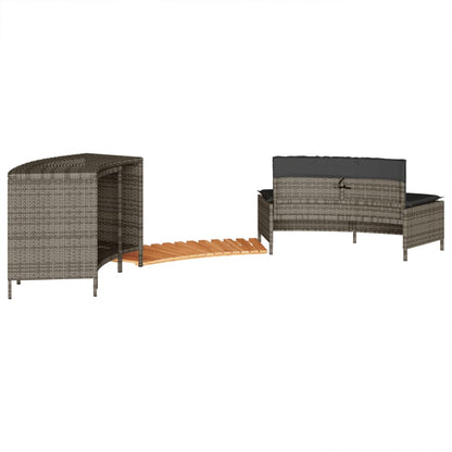 Hot Tub Surround Gray Poly Rattan and Solid Wood Acacia