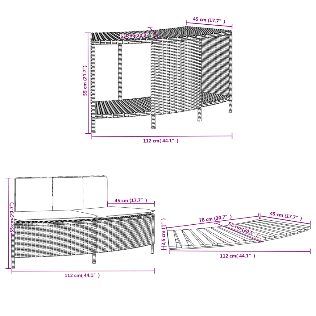 Hot Tub Surround Gray Poly Rattan and Solid Wood Acacia