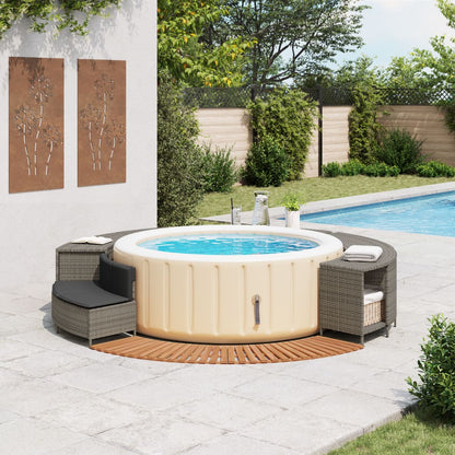 Hot Tub Surround Gray Poly Rattan and Solid Wood Acacia