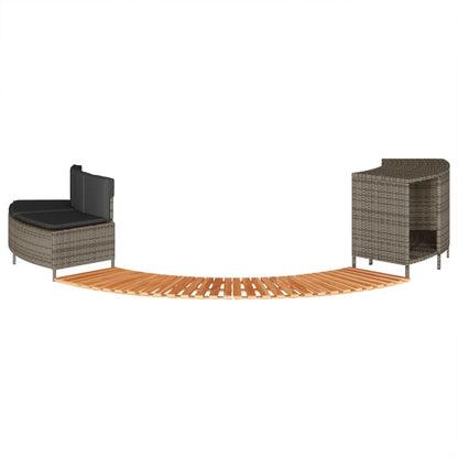 Hot Tub Surround Gray Poly Rattan and Solid Wood Acacia
