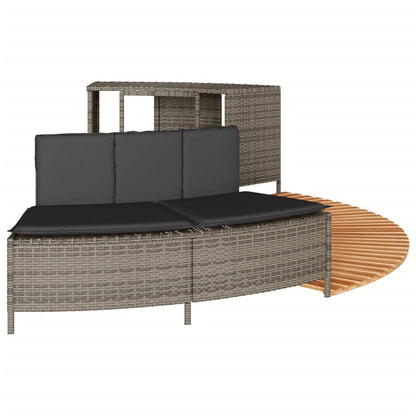 Hot Tub Surround Gray Poly Rattan and Solid Wood Acacia