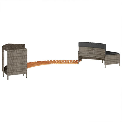 Hot Tub Surround Gray Poly Rattan and Solid Wood Acacia