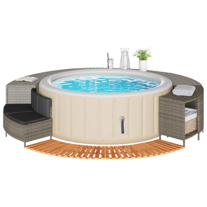 Hot Tub Surround Gray Poly Rattan and Solid Wood Acacia