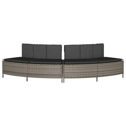 Hot Tub Benches with Cushions 2 pcs Gray Poly Rattan