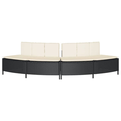 Hot Tub Benches with Cushions 2 pcs Black Poly Rattan