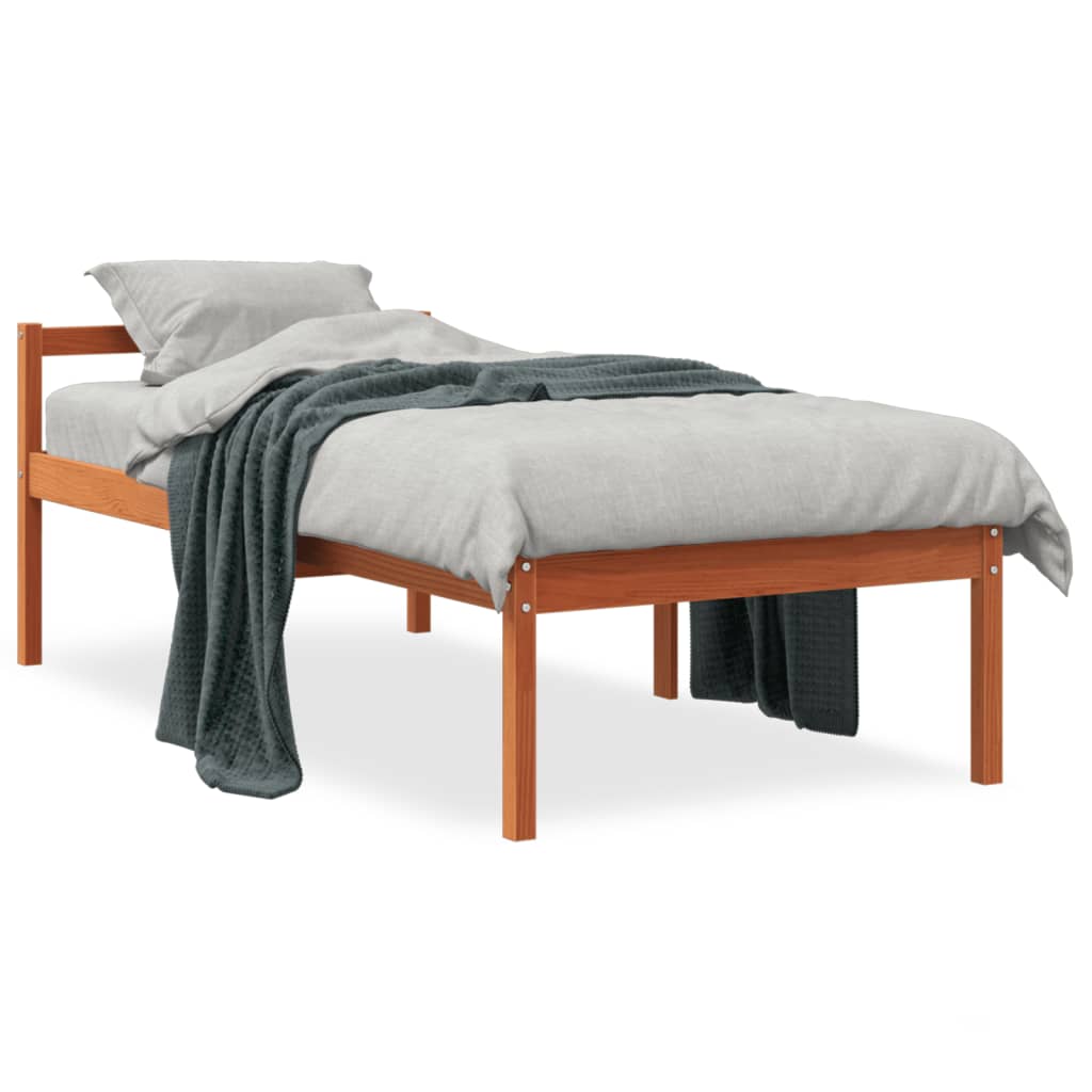 Senior Bed without Mattress Wax Brown 75x190 cm Small Single Solid Wood Pine