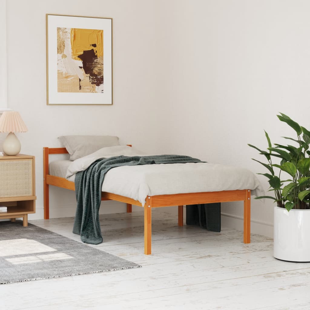 Senior Bed without Mattress Wax Brown 90x200 cm Solid Wood Pine