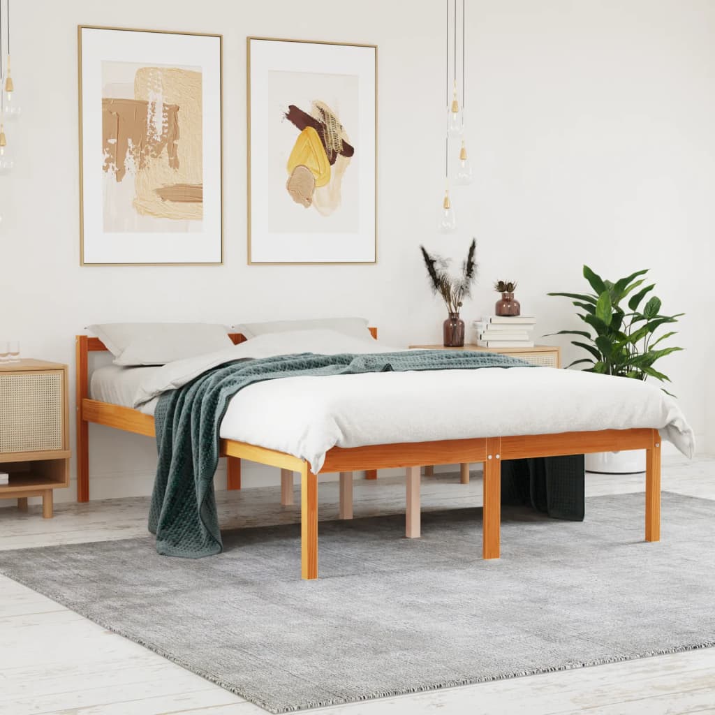 Senior Bed | Wax Brown | Solid Pinewood, Plywood (Slats) | 120x200 cm