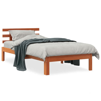 Bed Frame | Wax Brown | Solid Pine Wood, Plywood | 100 x 200 cm | Durable