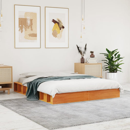 Bed Frame | Wax Brown | Solid Pine Wood, Plywood | Double |  Durable