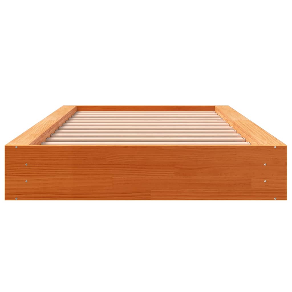 Bed Frame | Wax brown | Solid pine wood, Plywood | 100x200 cm |  Modern