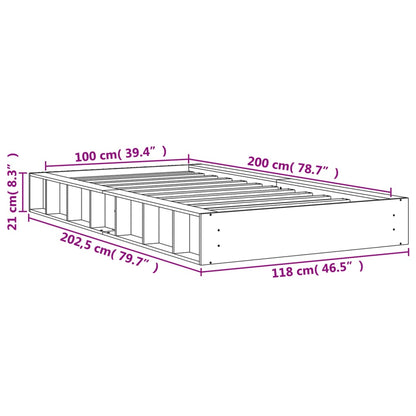 Bed Frame without Mattress Wax Brown 100x200 cm Solid Wood Pine