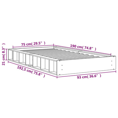 Bed Frame without Mattress Wax Brown 75x190 cm Small Single Solid Wood Pine