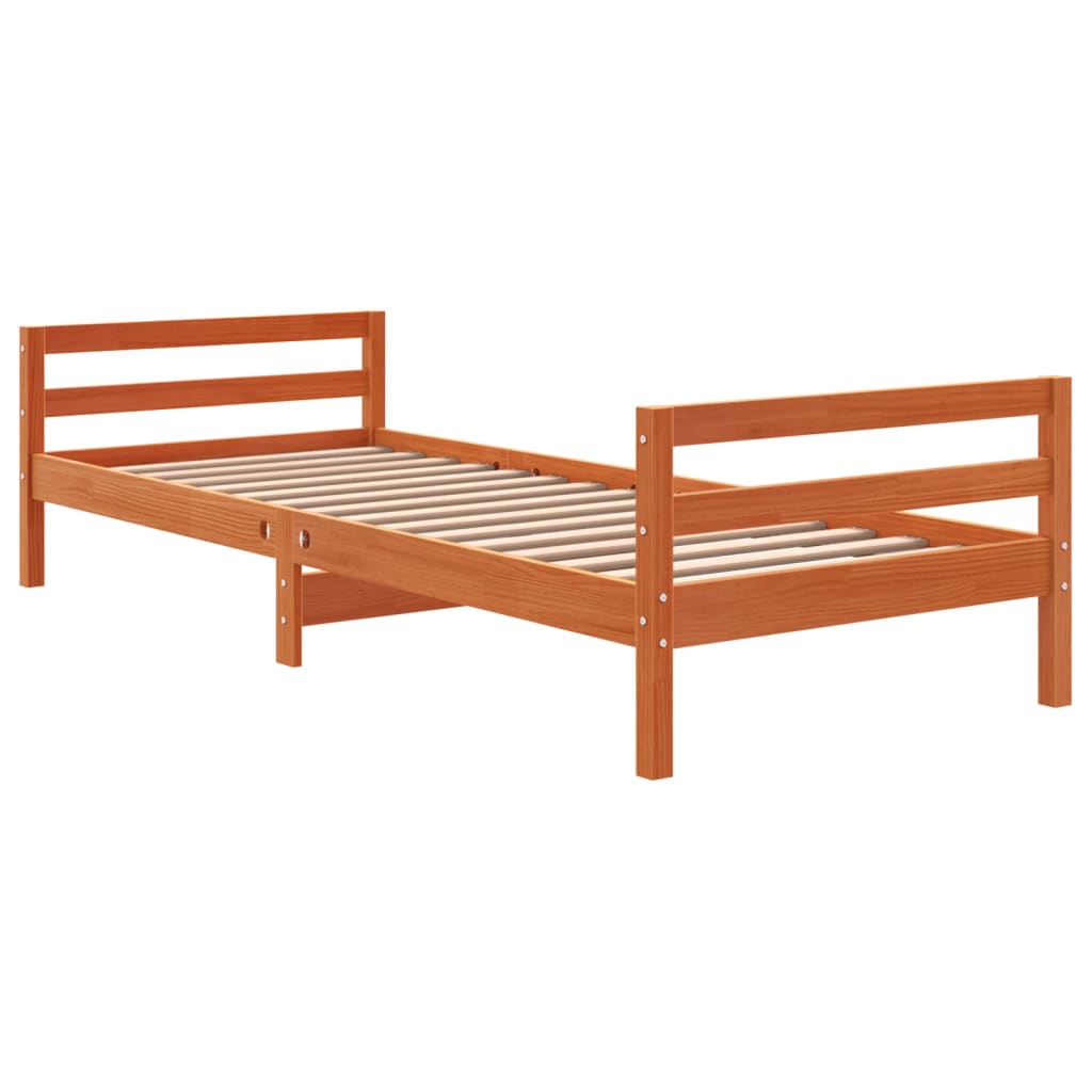 Bed Frame without Mattress Wax Brown 75x190 cm Small Single Solid Wood Pine