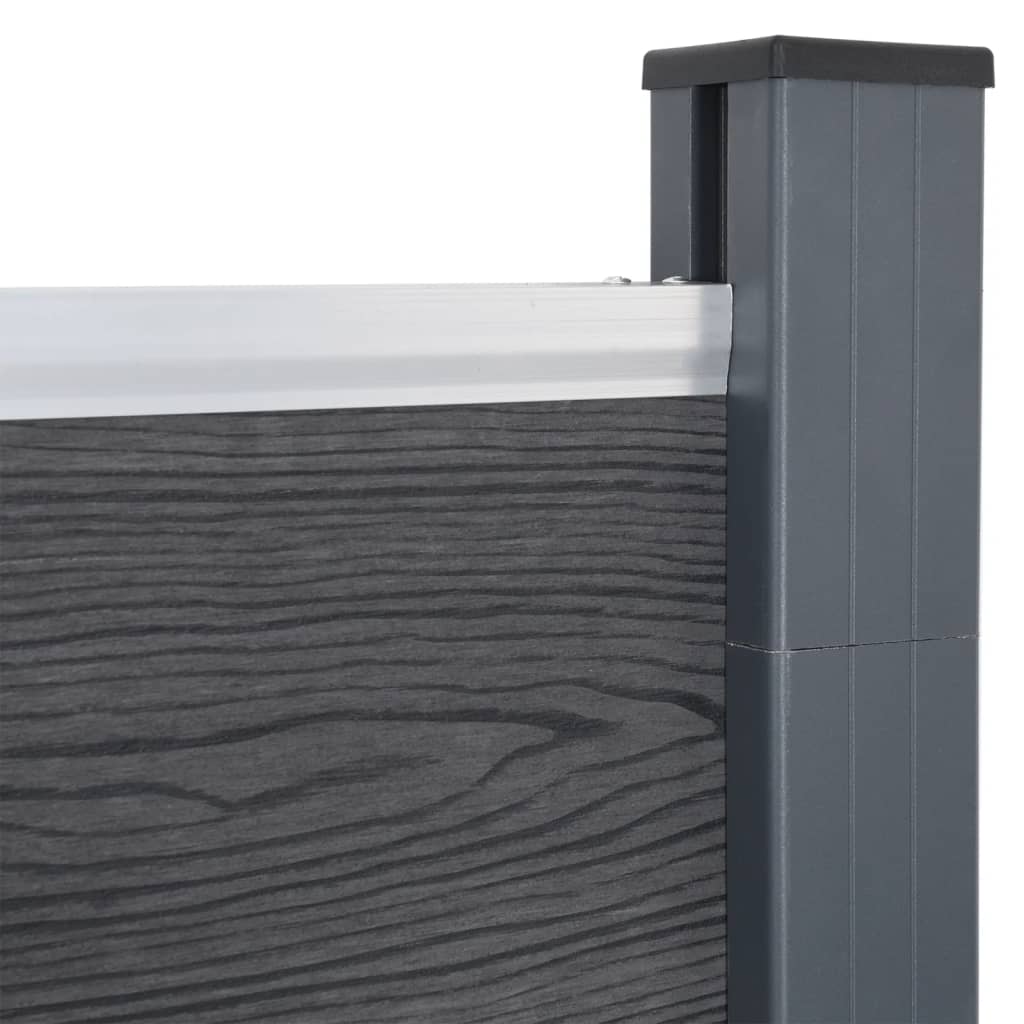 Fence Panel Set Grey 872x186 cm WPC
