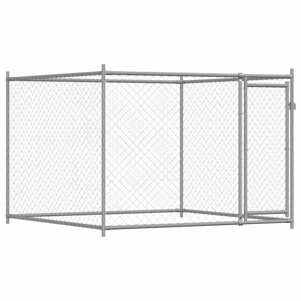 Dog Cage with Door Gray 6.6'x6.6'x4.9'Galvanized Steel