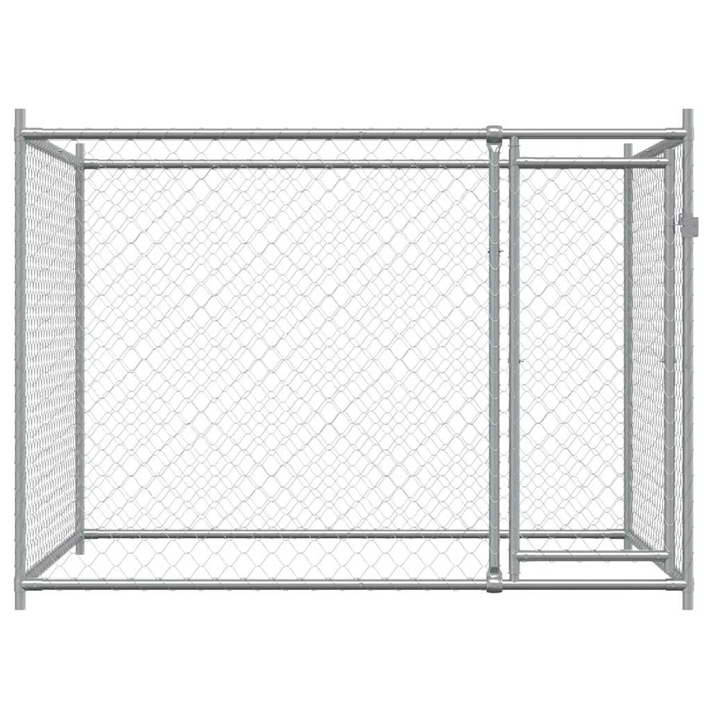 Dog Cage with Door Gray 6.6'x6.6'x4.9'Galvanized Steel