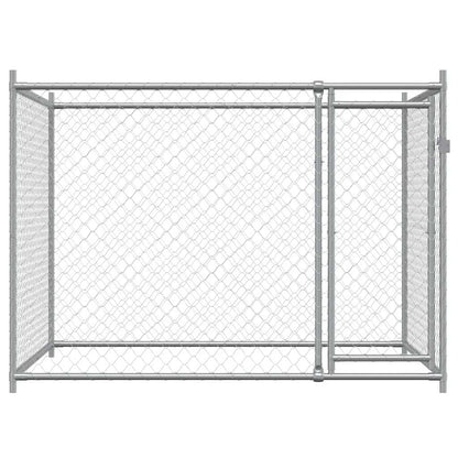 Dog Cage with Door Gray 6.6'x6.6'x4.9'Galvanized Steel