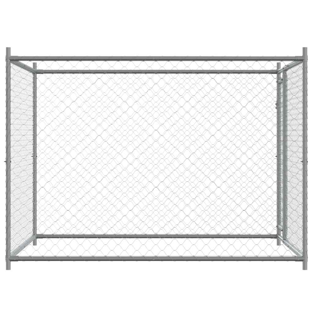 Dog Cage with Door Gray 6.6'x6.6'x4.9'Galvanized Steel