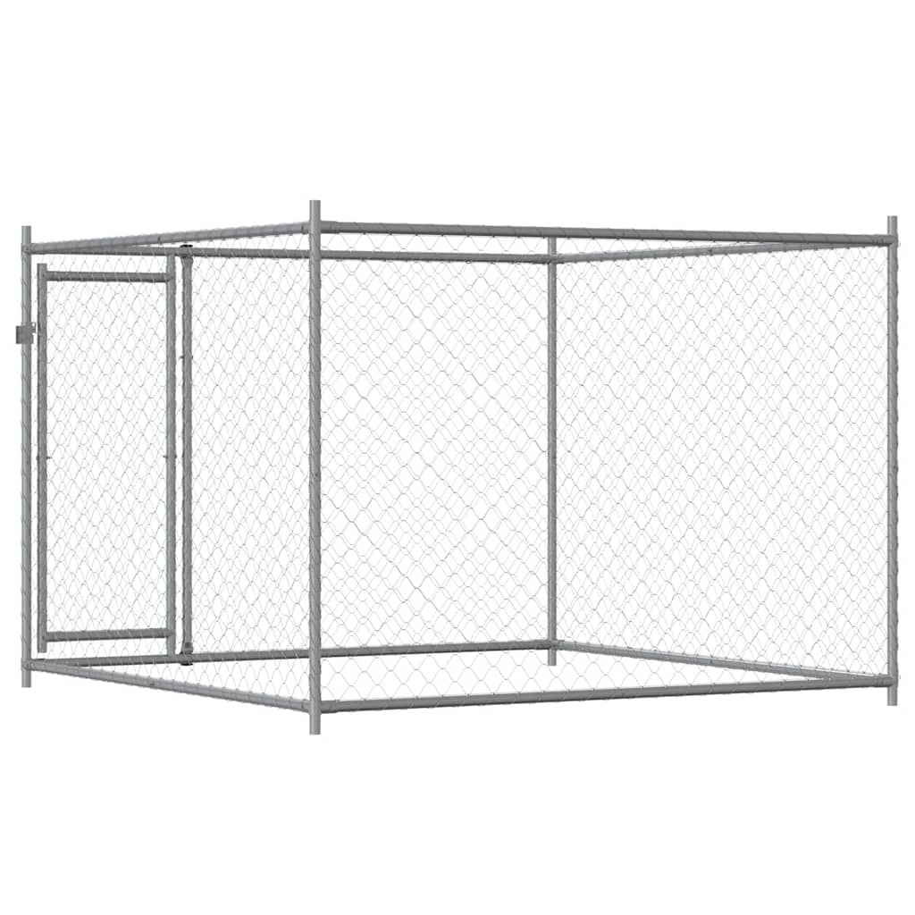 Dog Cage with Door Gray 6.6'x6.6'x4.9'Galvanized Steel