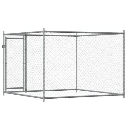 Dog Cage with Door Gray 6.6'x6.6'x4.9'Galvanized Steel