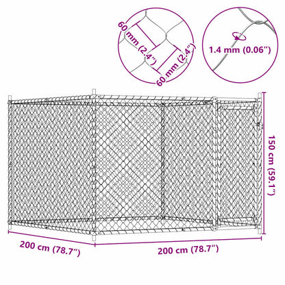 Dog Cage with Door Gray 6.6'x6.6'x4.9'Galvanized Steel