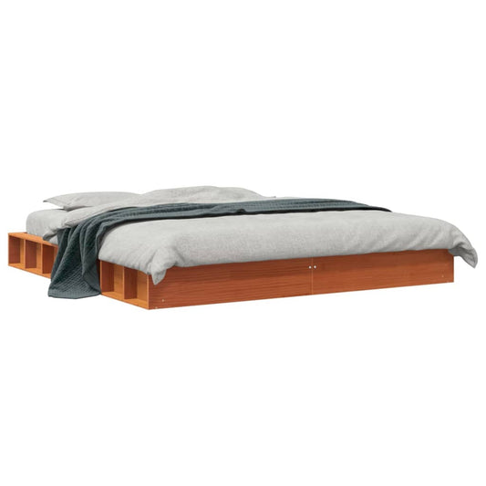 Bed Frame | Wax Brown | Solid pinewood, Plywood | Double | Durable