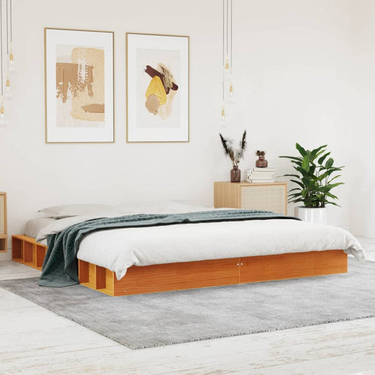 Bed Frame | Wax Brown | Solid pinewood, Plywood | Double | Durable