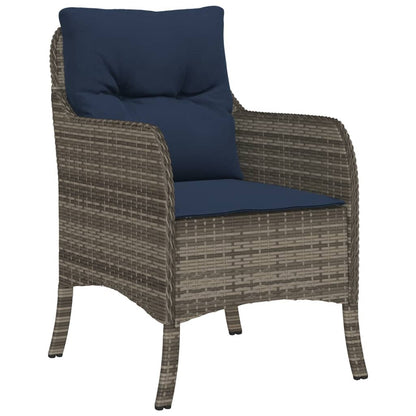7 Piece Garden Dining Set with Cushions Grey Poly Rattan (US only)