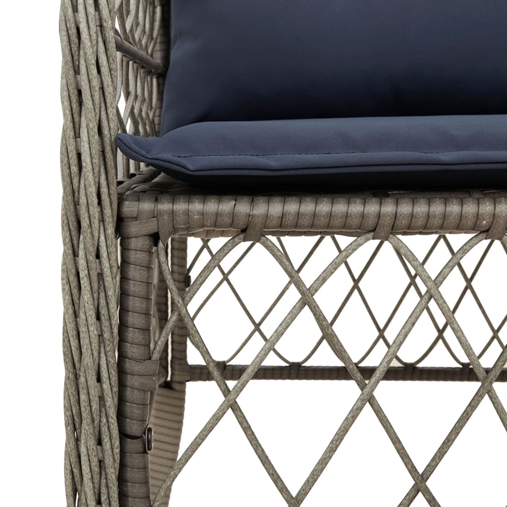 7 Piece Garden Dining Set with Cushions Grey Poly Rattan (US only)
